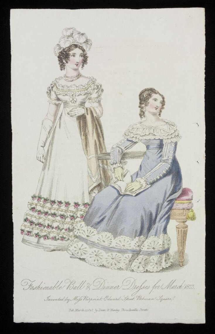 Fashionable Ball & Dinner Dresses for March 1823 image