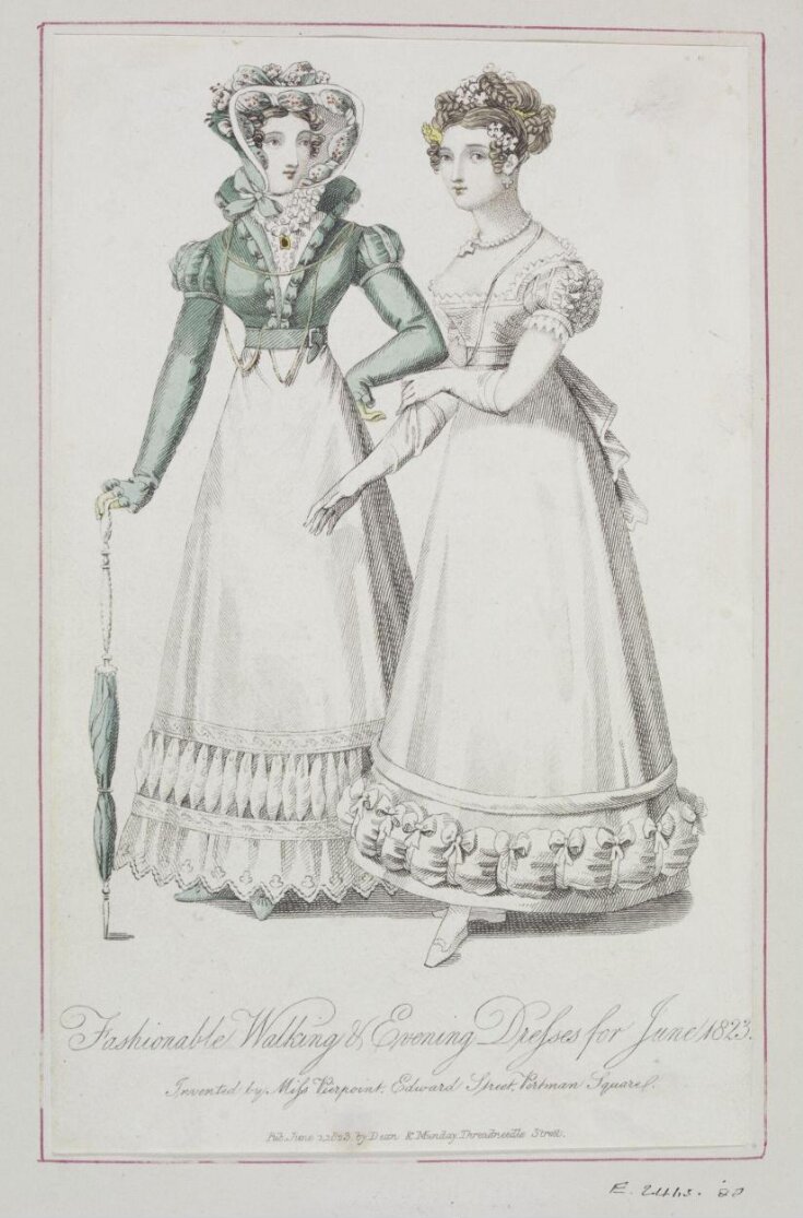 Fashionable Walking & Evening Dresses for June 1823 top image