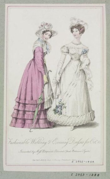 Fashionable Walking & Evening Dresses for Octr 1825