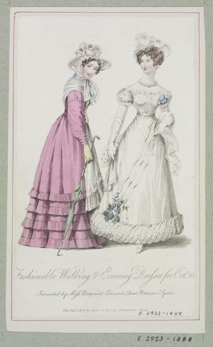 Fashionable Walking & Evening Dresses for Octr 1825 top image