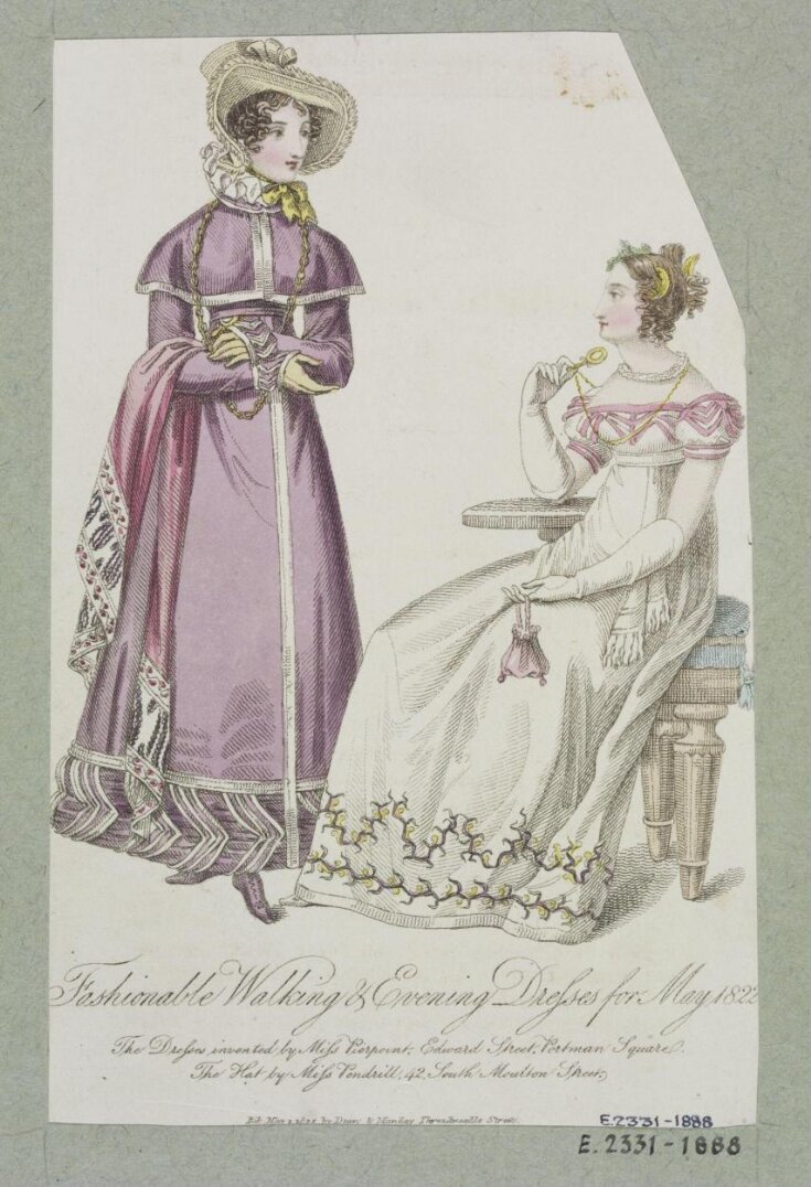 Fashionable Walking & Evening Dresses for May 1822 | Miss Pierpoint | V&A  Explore The Collections