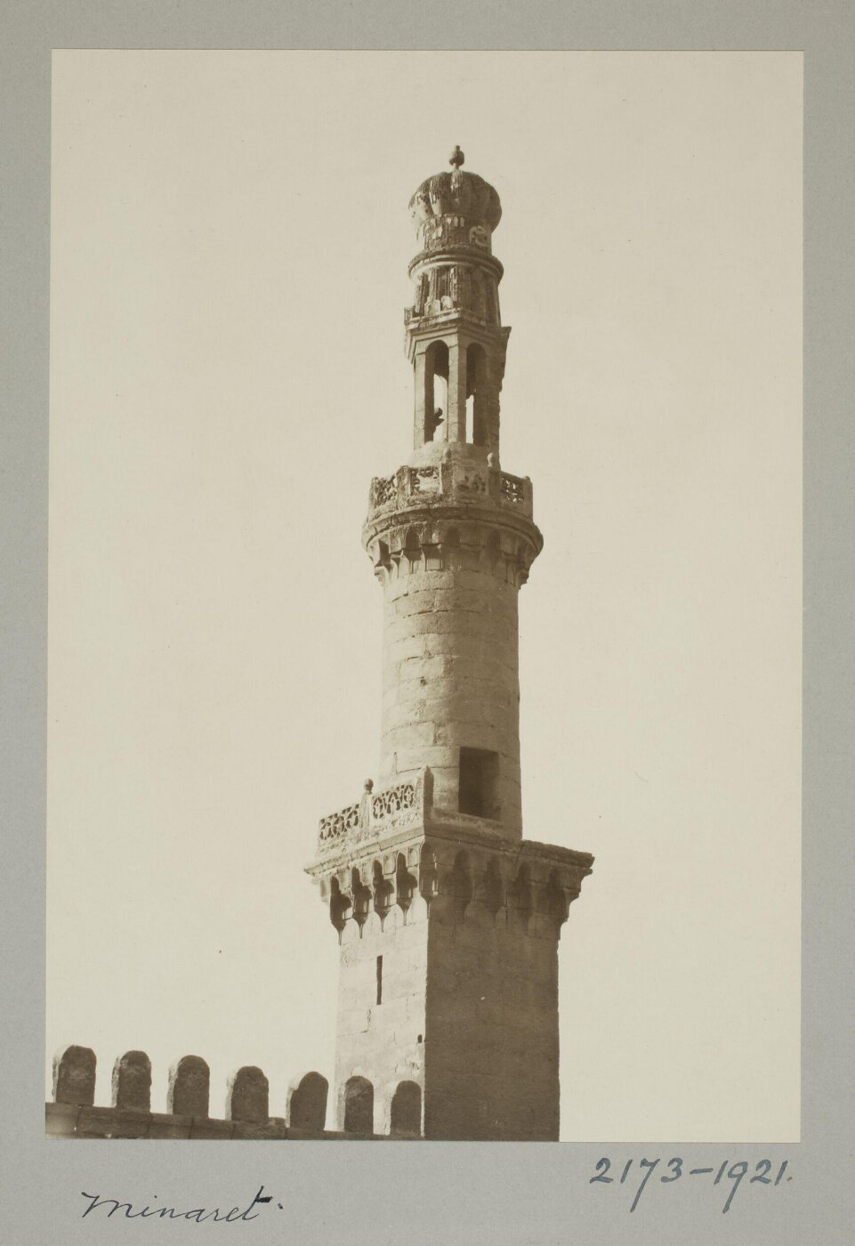 K.A.C. Creswell, East minaret of the mosque of Mamluk Sultan al-Nasir Muhammad, Cairo