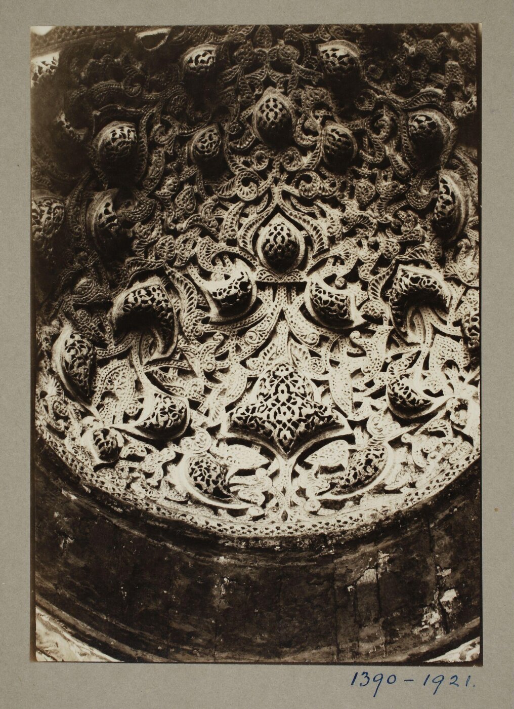 K.A.C. Creswell, Stucco detail of the mihrab of the funerary madrasa of the Mamluk Sultan al-Nasir Muhammad ibn Qalawun, Cairo