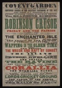 Poster advertising The Boarding School followed by Robinson Crusoe, or, Friday and the Fairies