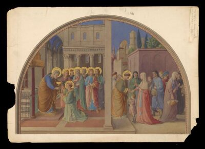 Watercolour, copy after The Ordination of St Stephen and St Stephen Distributing Alms, Fra Angelico in the Niccoline Chapel (Vatican, Rome)