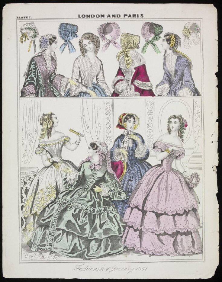 London and Paris Fashions for January 1851 top image