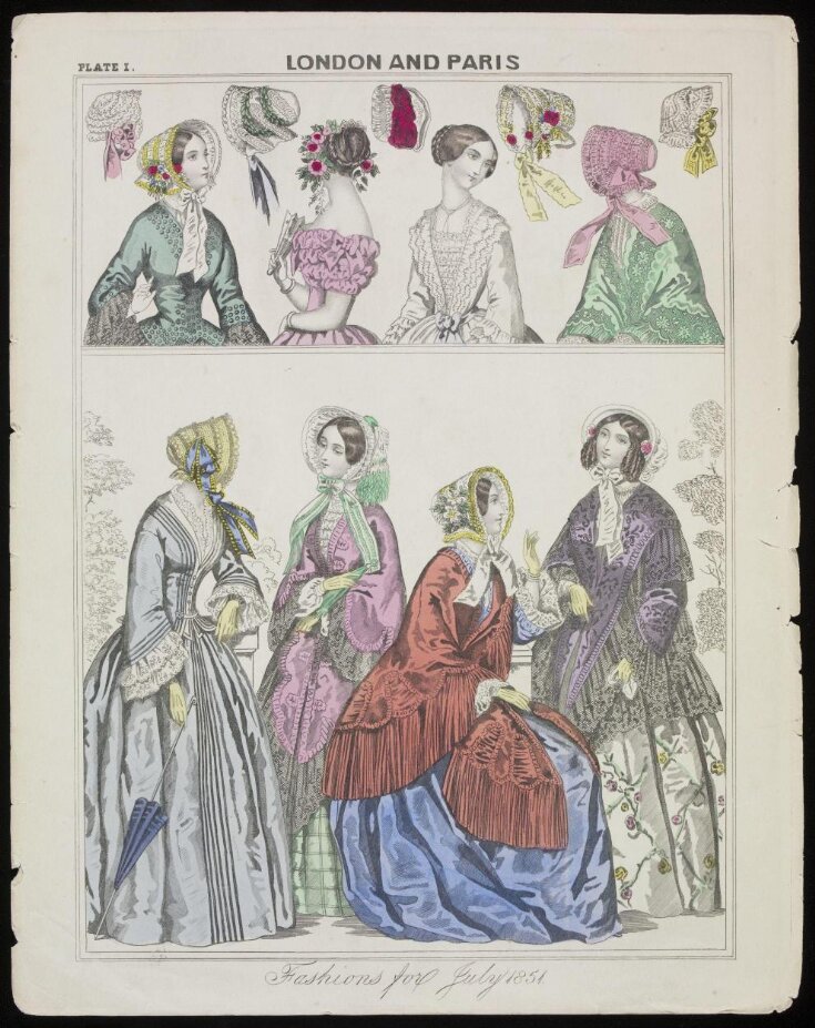 London and Paris Fashions for July 1851 top image