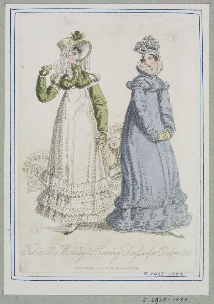 Fashionable Walking & Evening Dresses for October 1818 top image