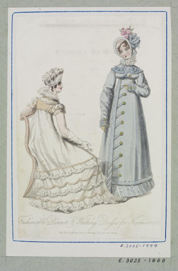 Fashionable Dinner & Walking Dresses for November 1818 top image