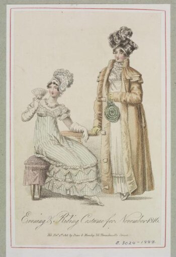 Evening & Riding Costume for November 1816