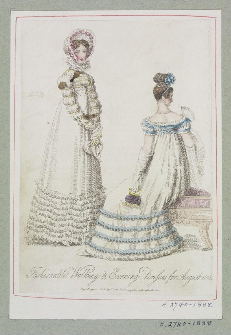 Fashionable Walking & Evening Dresses for August 1818 top image