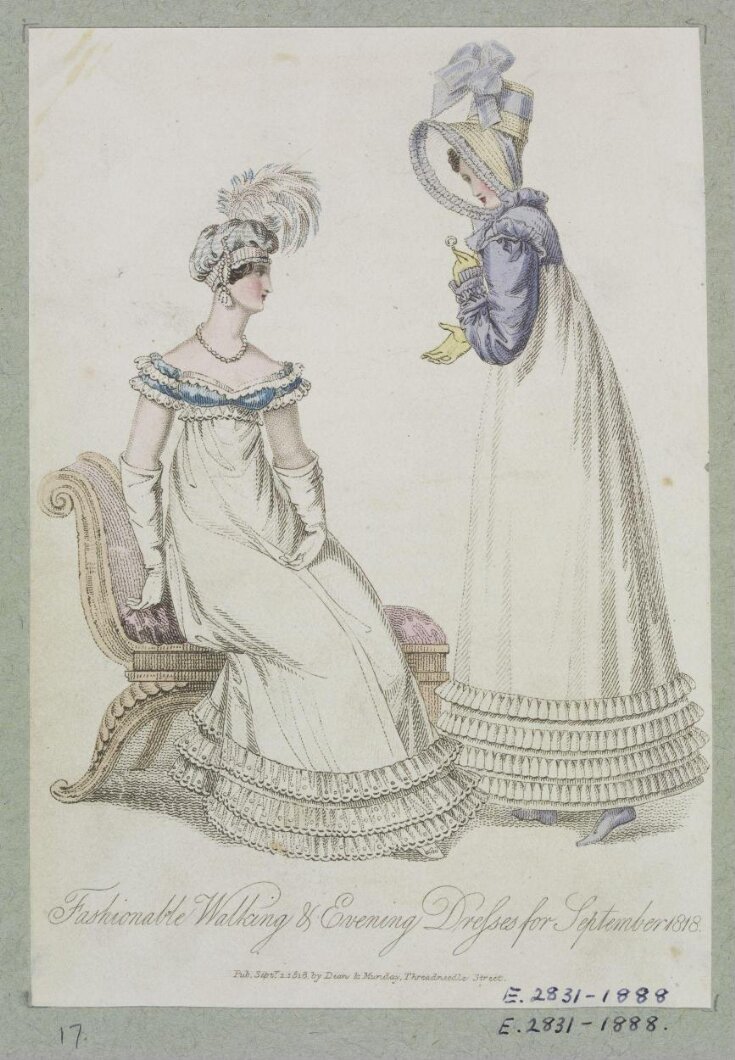 Fashionable Walking & Evening Dresses for September 1818 top image