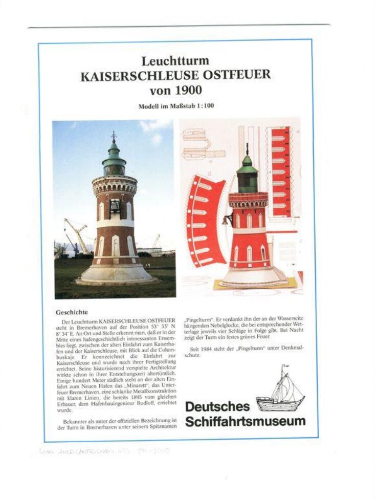 Leuchtturm Kaiserschleuse Ostfeuer von 1900 image