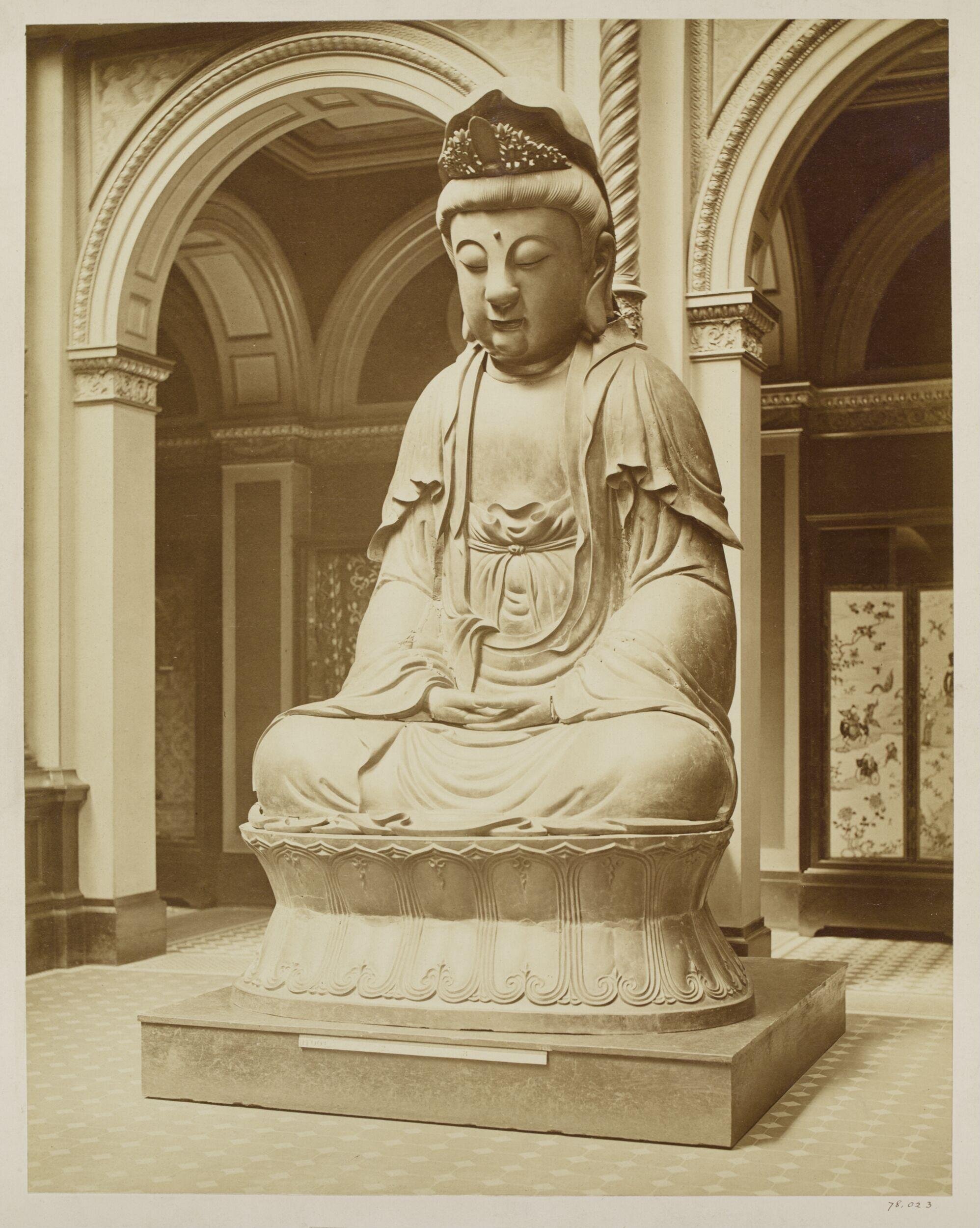 Colossal bronze representation of a Bodhisatwa, probably Maîtreya, or it may be Kwan-yin, Japanese
