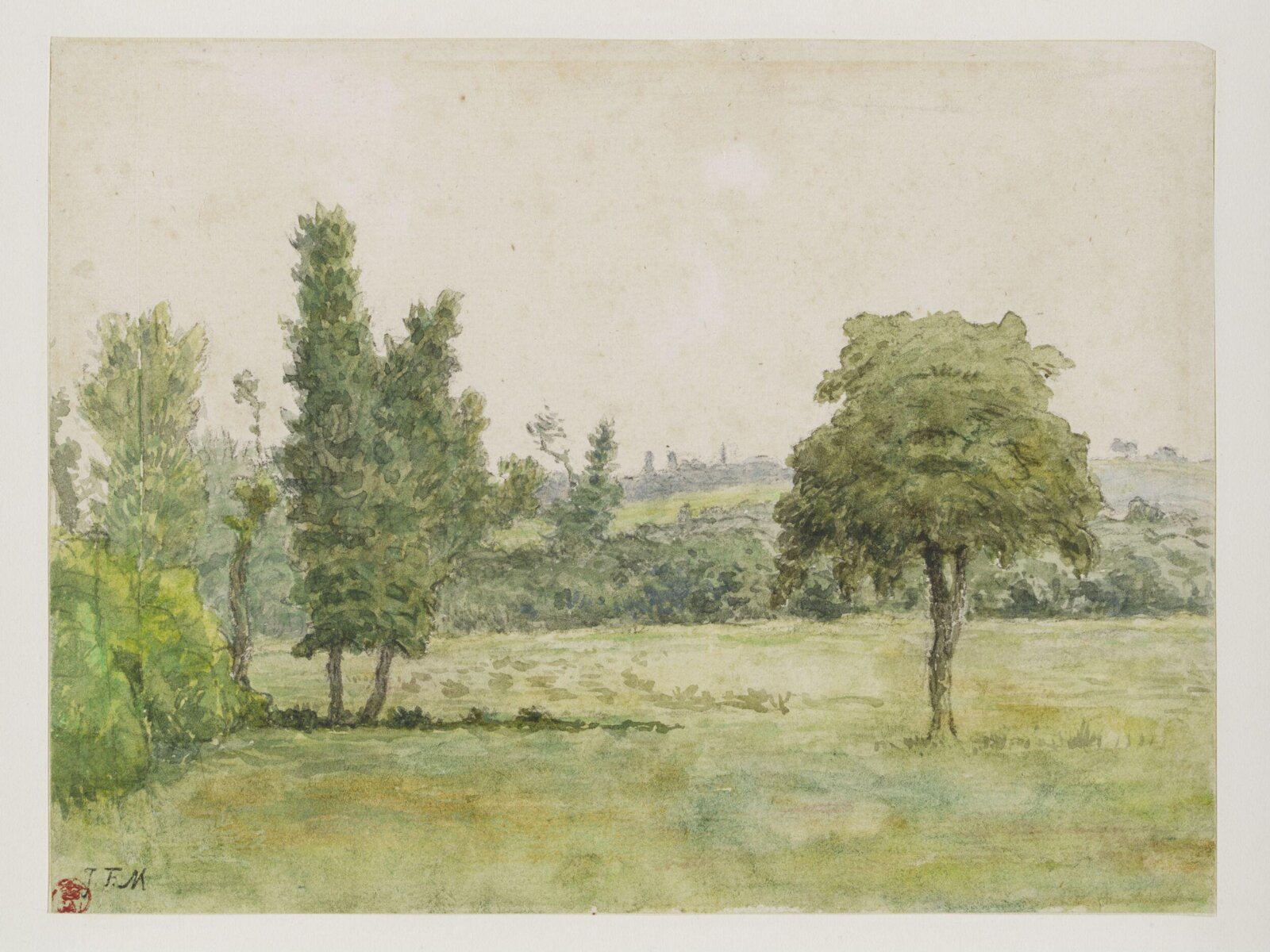 Meadow with trees, Jean-François Millet, 1866-1868