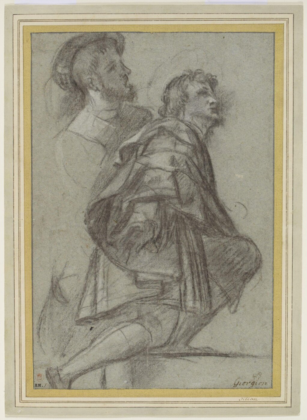 Titian, A kneeling man and a head study