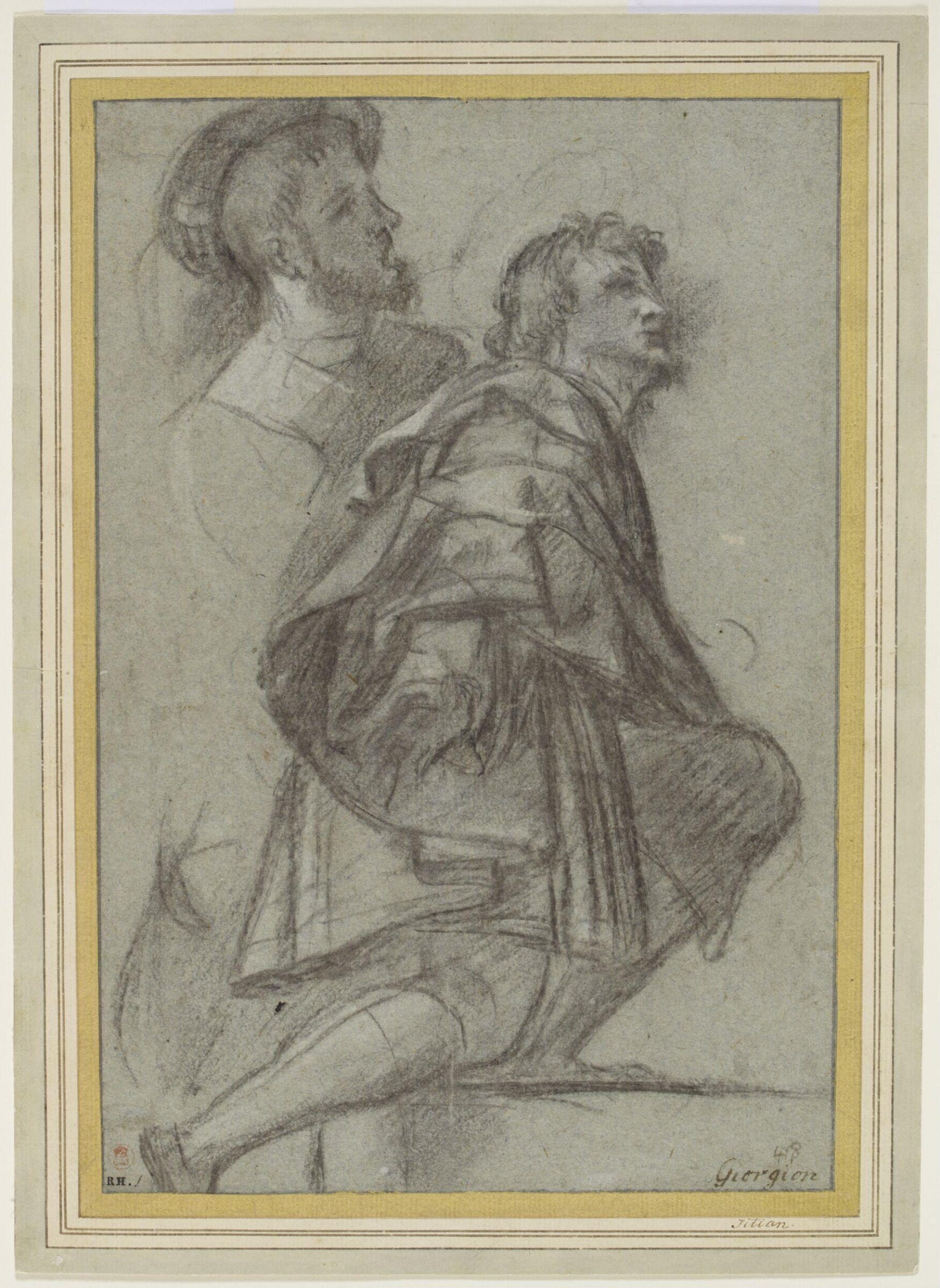 A kneeling man and a head study, circle of Titian, ca. 1510-1520