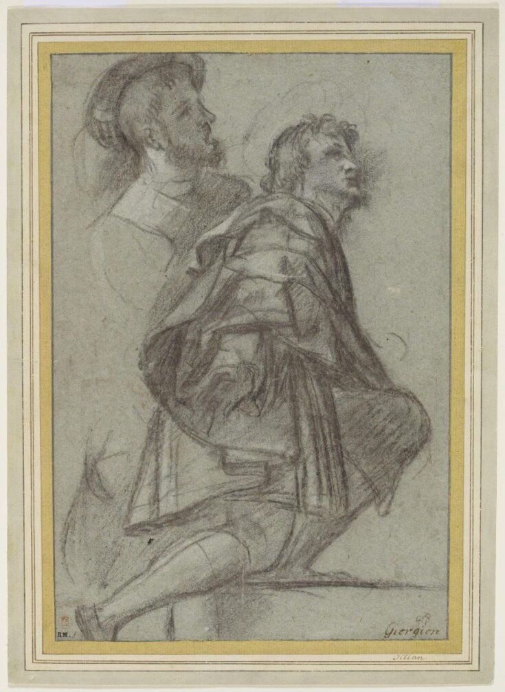 A kneeling man and a head study top image