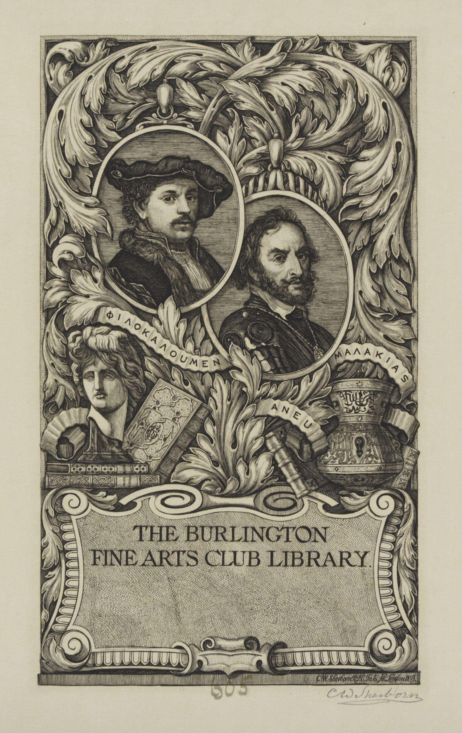 Book plate for the Burlington Fine Arts Club Library