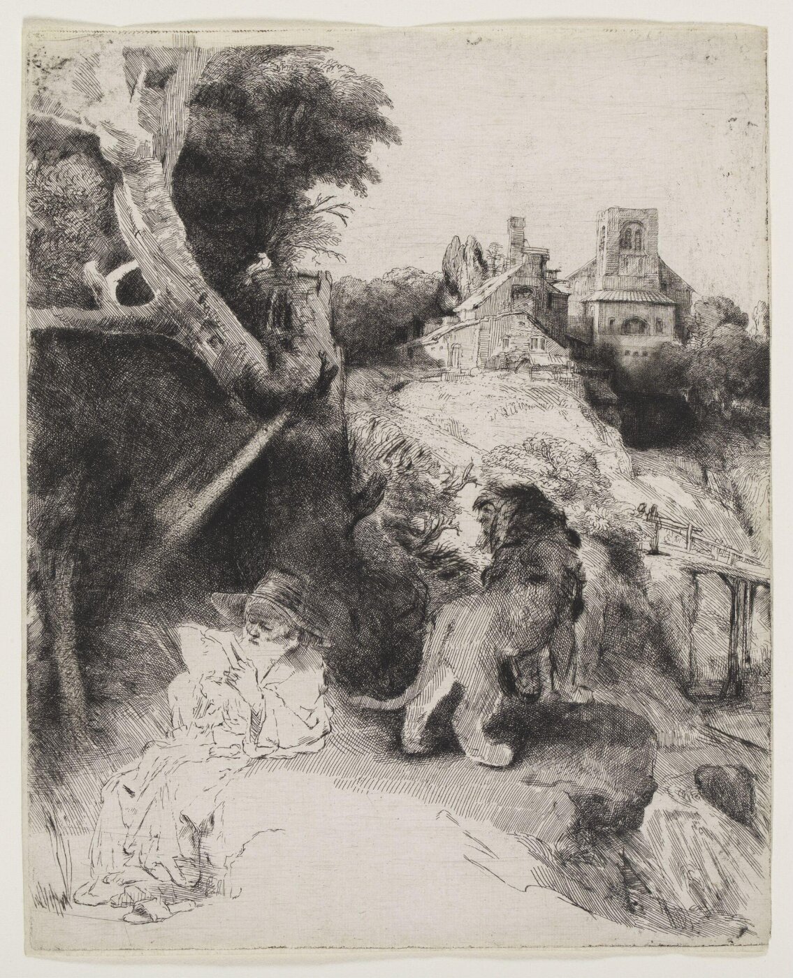 Rembrandt van Rijn, St Jerome reading in an Italian landscape