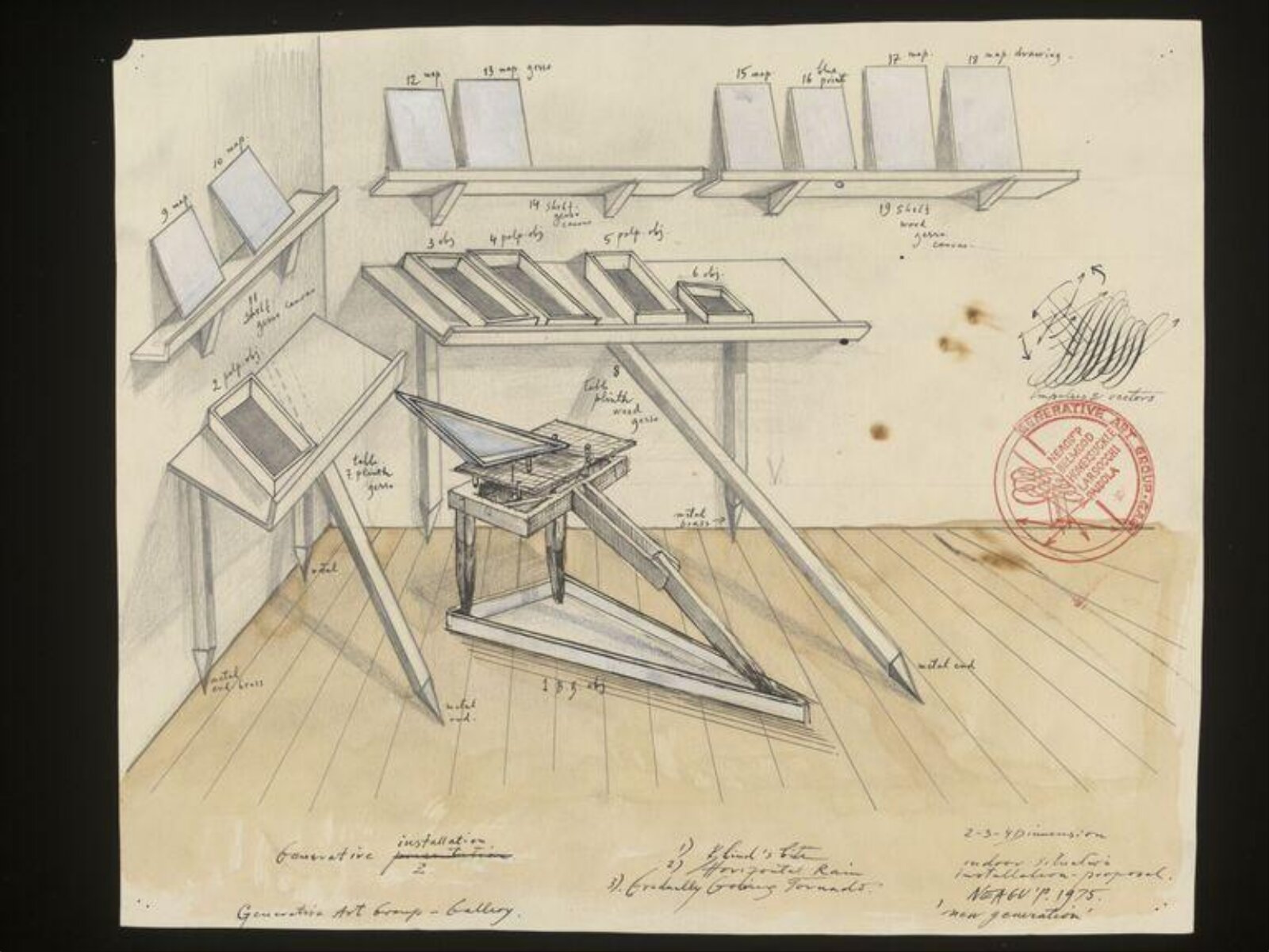 Drawing for The Subject, Generator, Paul Neagu, 1975