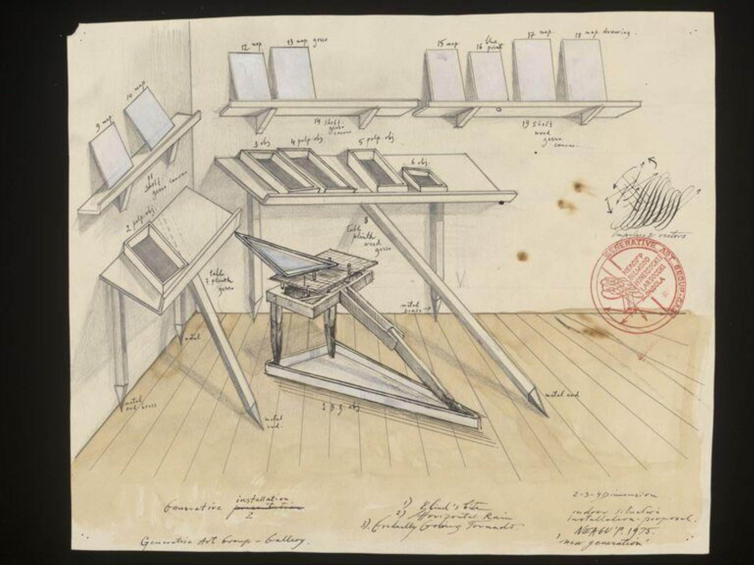 Drawing for The Subject, Generator, Paul Neagu, 1975