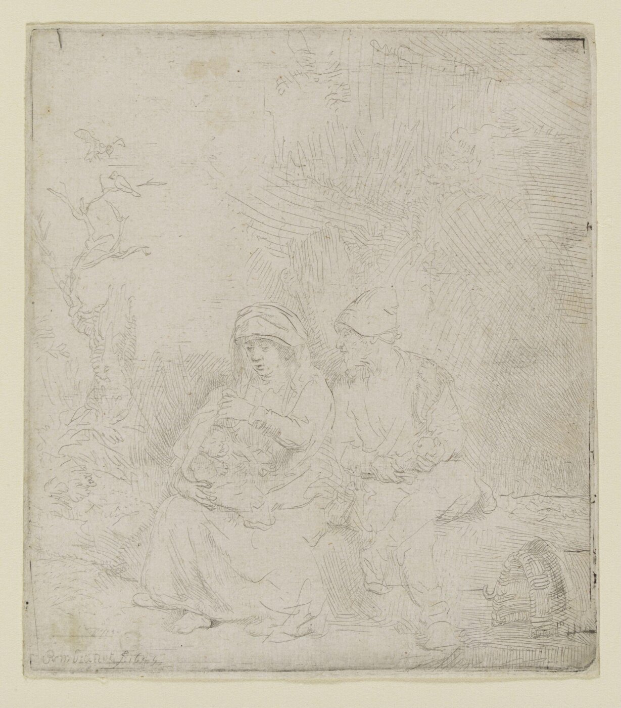 Rembrandt van Rijn, The Rest on the Flight: lightly etched