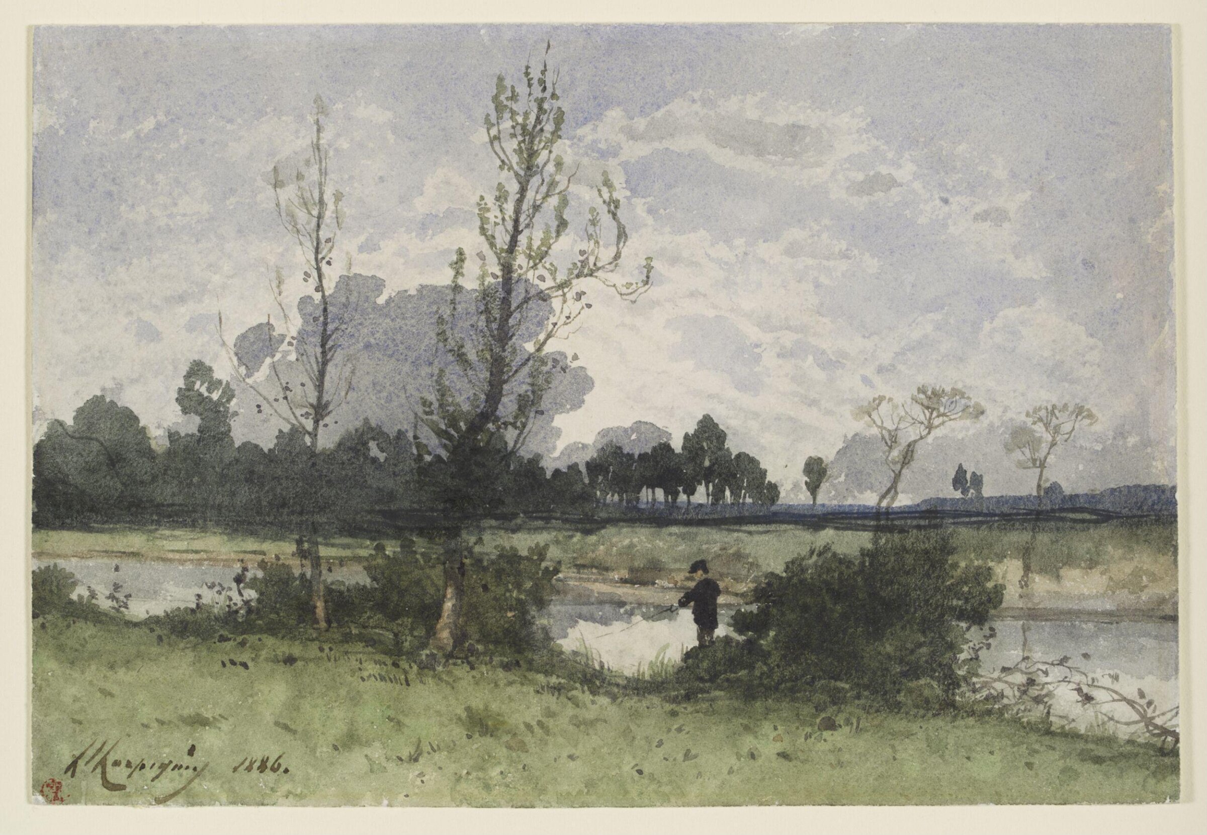 The fisherman, Henri Harpignies, 1886