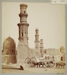 The minaret of al-Qibliyya and the mausoleum of Ali Badr al-Din al-Qarafi, Cairo thumbnail 1