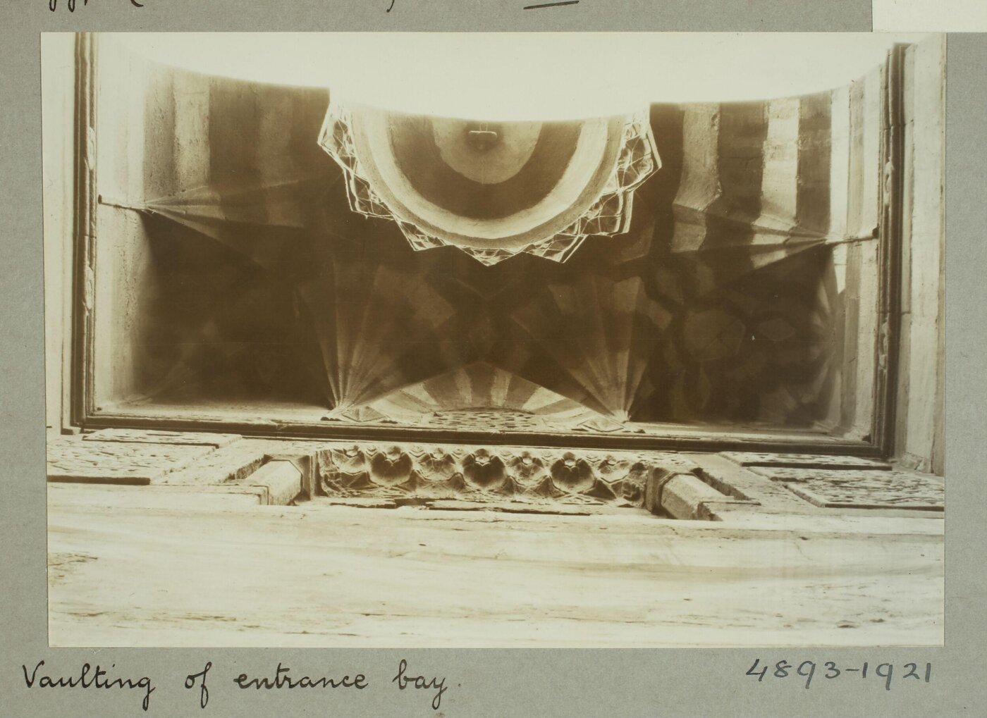 K.A.C. Creswell, Vaulting of entrance portal in the mosque of Mamluk Amir Azbak al-Yusufi, Cairo