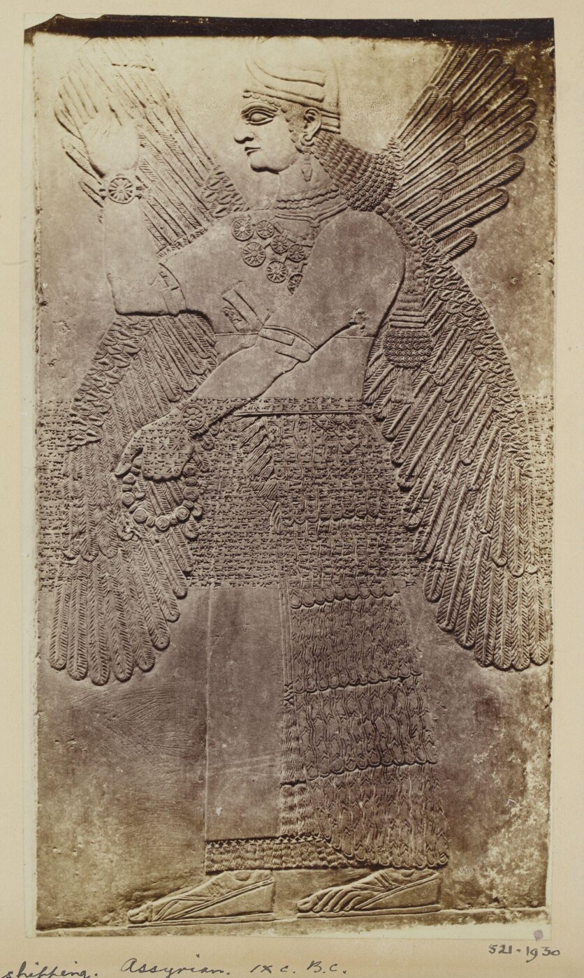Unknown, Assyrian sculpture of genius, worshipping, ninth century B.C., Louvre, Paris