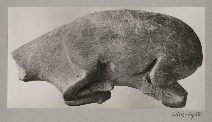 Prehistoric limestone sculpture of a deer, torso top image