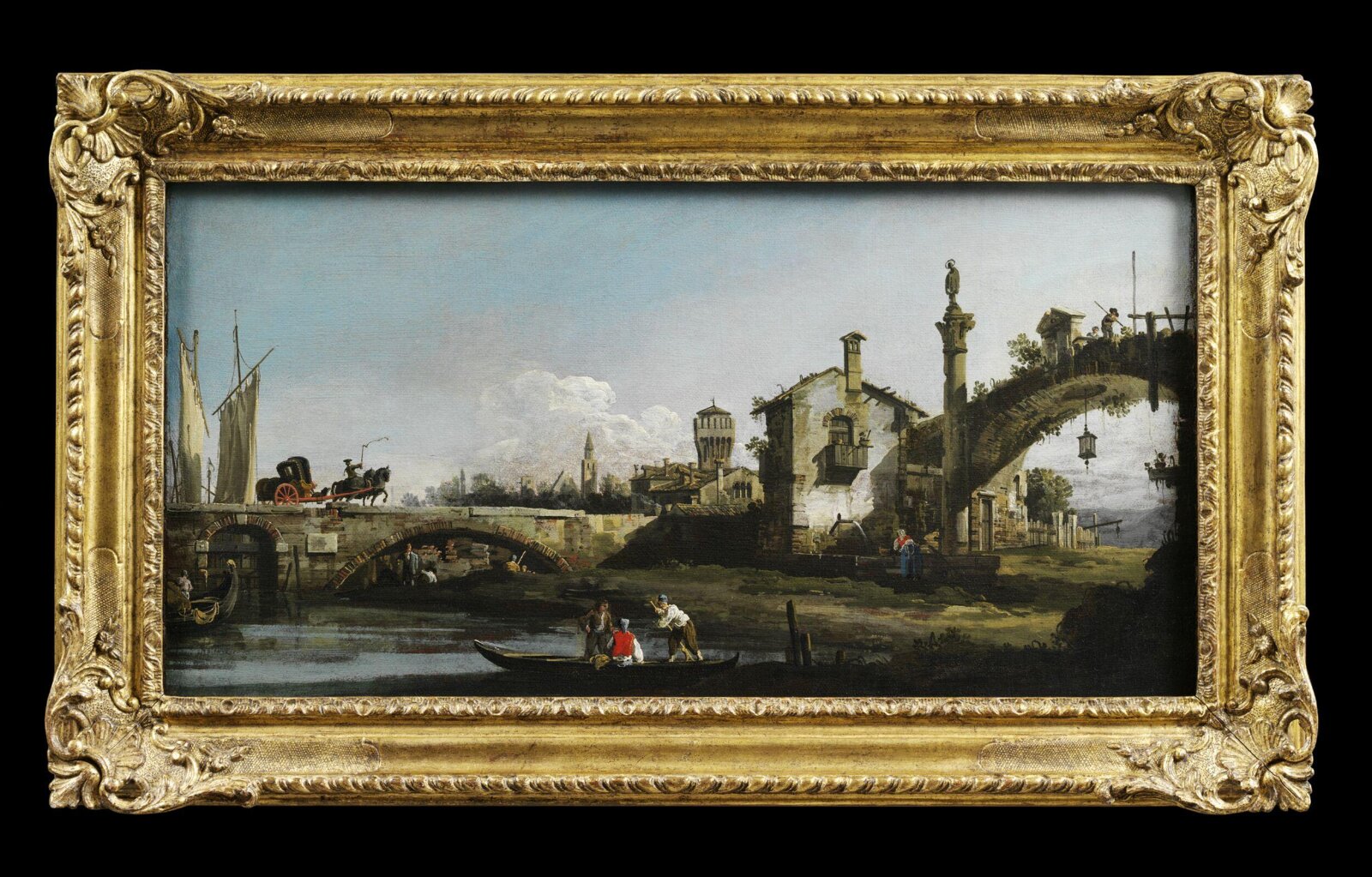 Capriccio with Two Bridges and Figures, Bernardo Bellotto, ca. 1740-1747