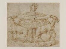 Design for a tureen or salt cellar supported on three goats thumbnail 1