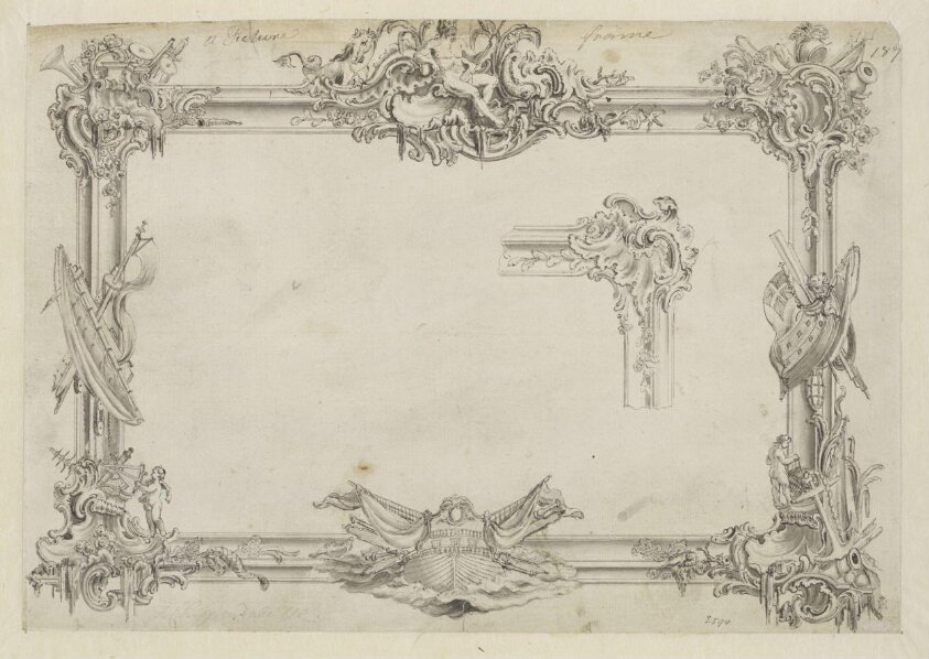 A design for a nautical-themed frame which appeared as plate no.187 in The Gentleman and Cabinet-Maker's Director (1762 ed.), Thomas Chippendale