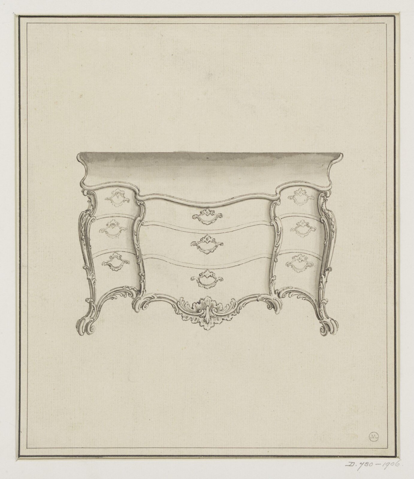 Design for a commode attributed to Thomas Chippendale, Thomas Chippendale Senior, ca.1755