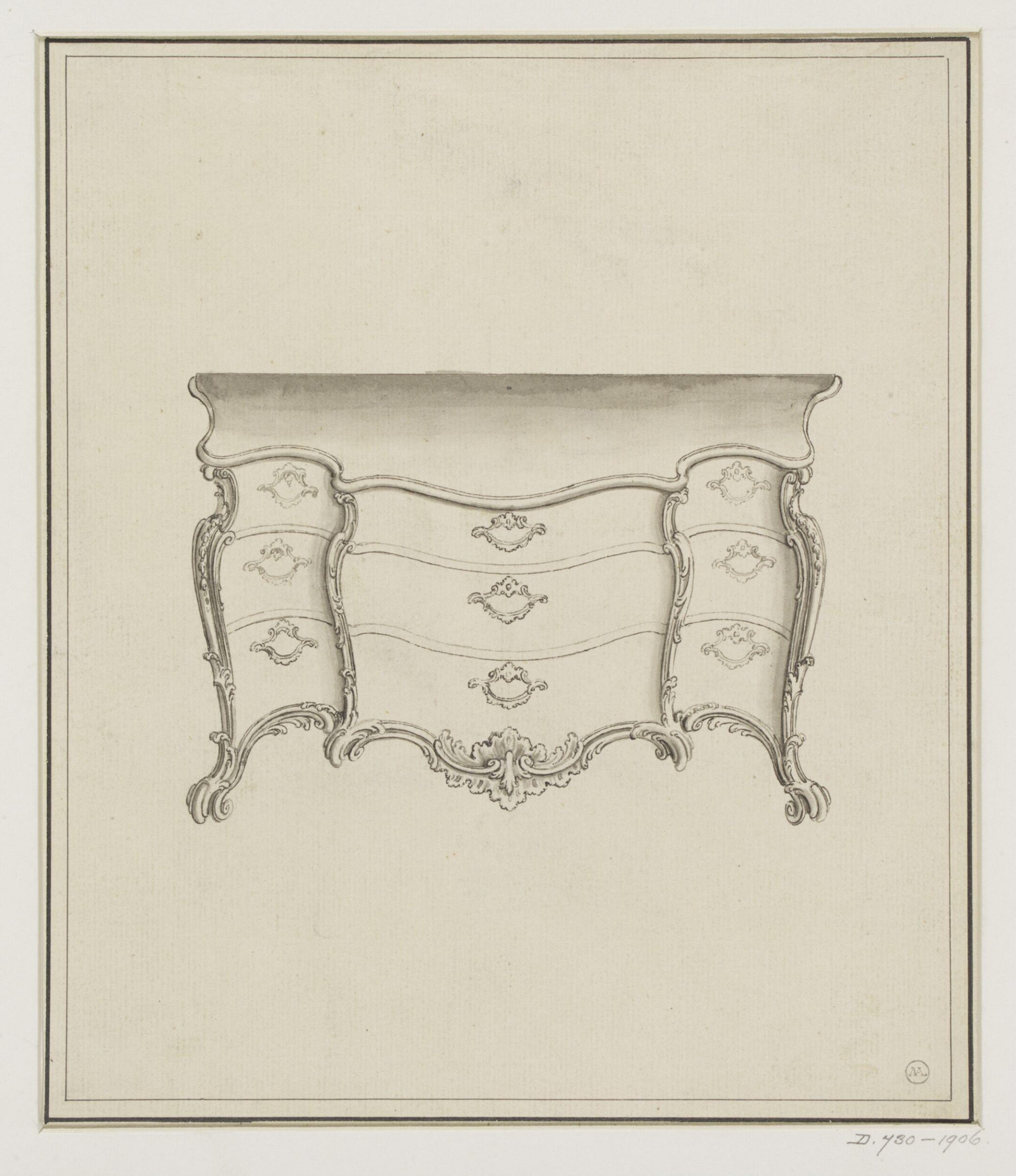 Design for a commode attributed to Thomas Chippendale, Thomas Chippendale Senior, ca.1755