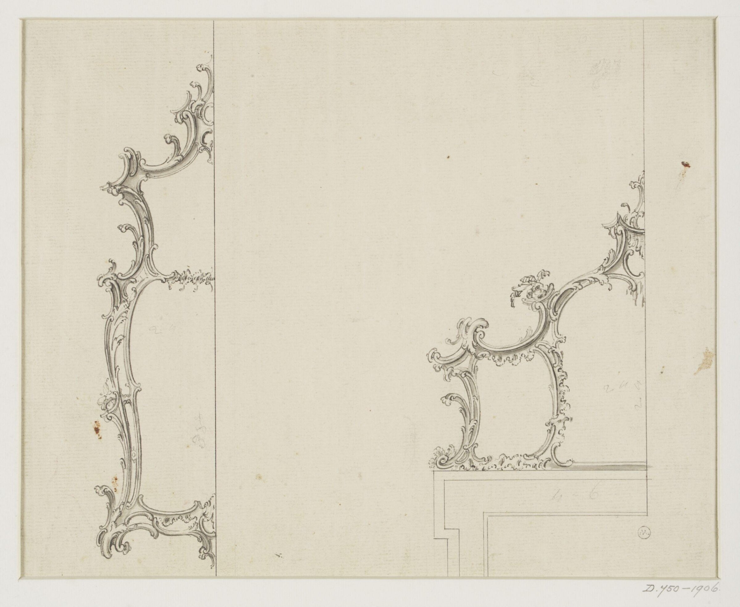 Designs for a pier-glass and an overmantle, Thomas Chippendale Senior, ca.1755