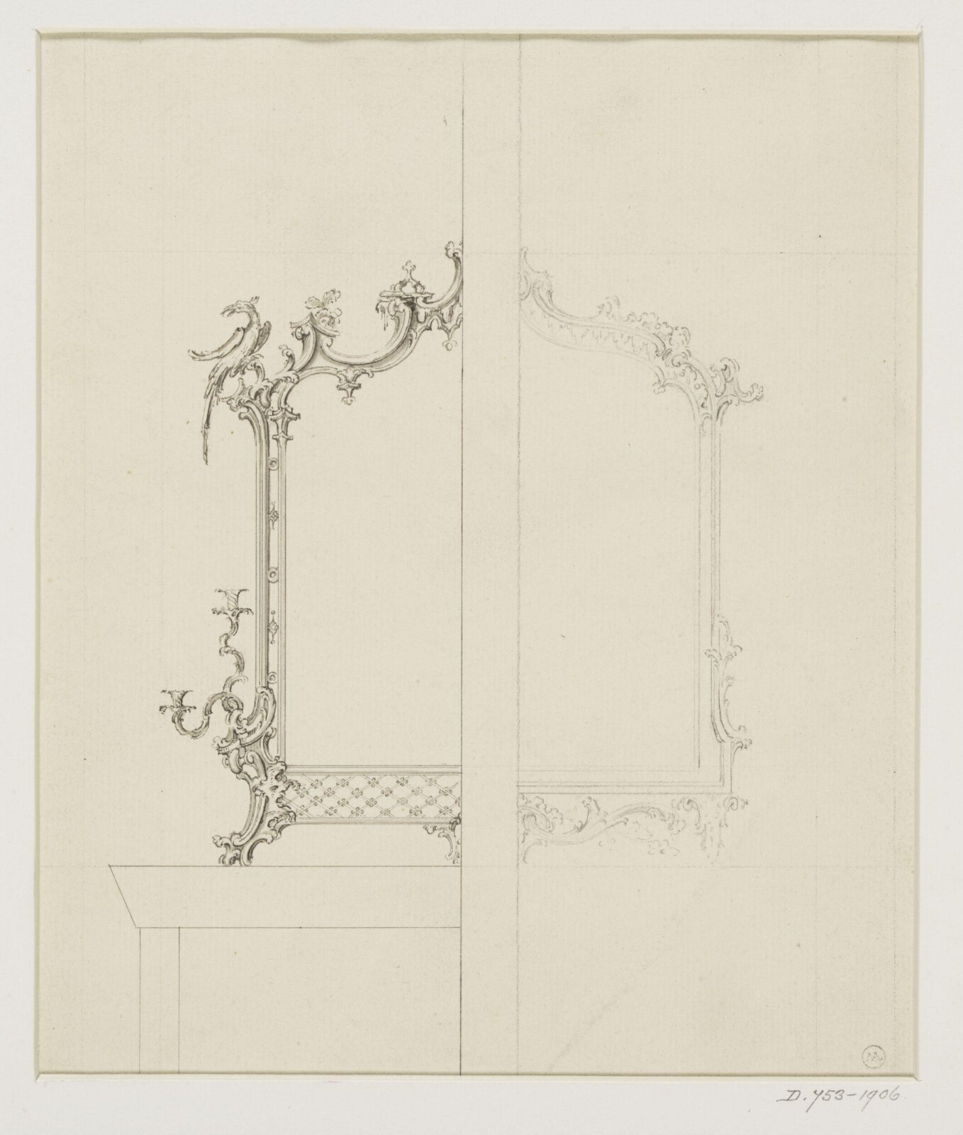 Design for two overmantels, Thomas Chippendale Senior, mid-18th century