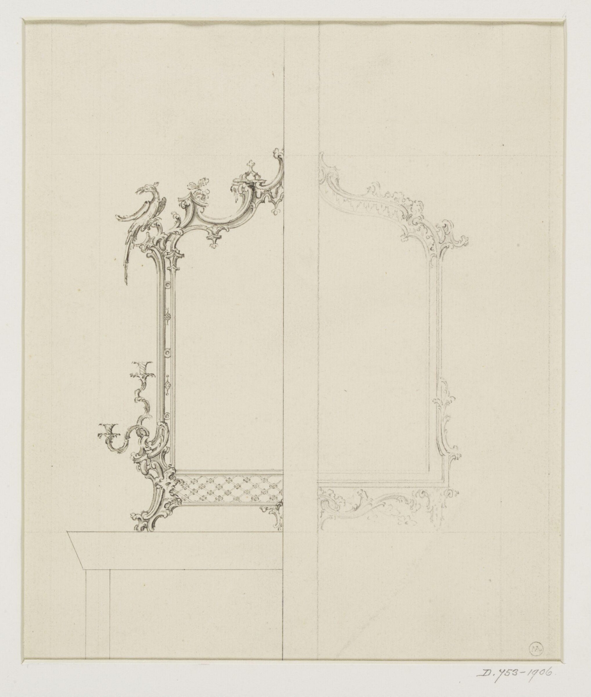 Design for two overmantels, Thomas Chippendale Senior, mid-18th century