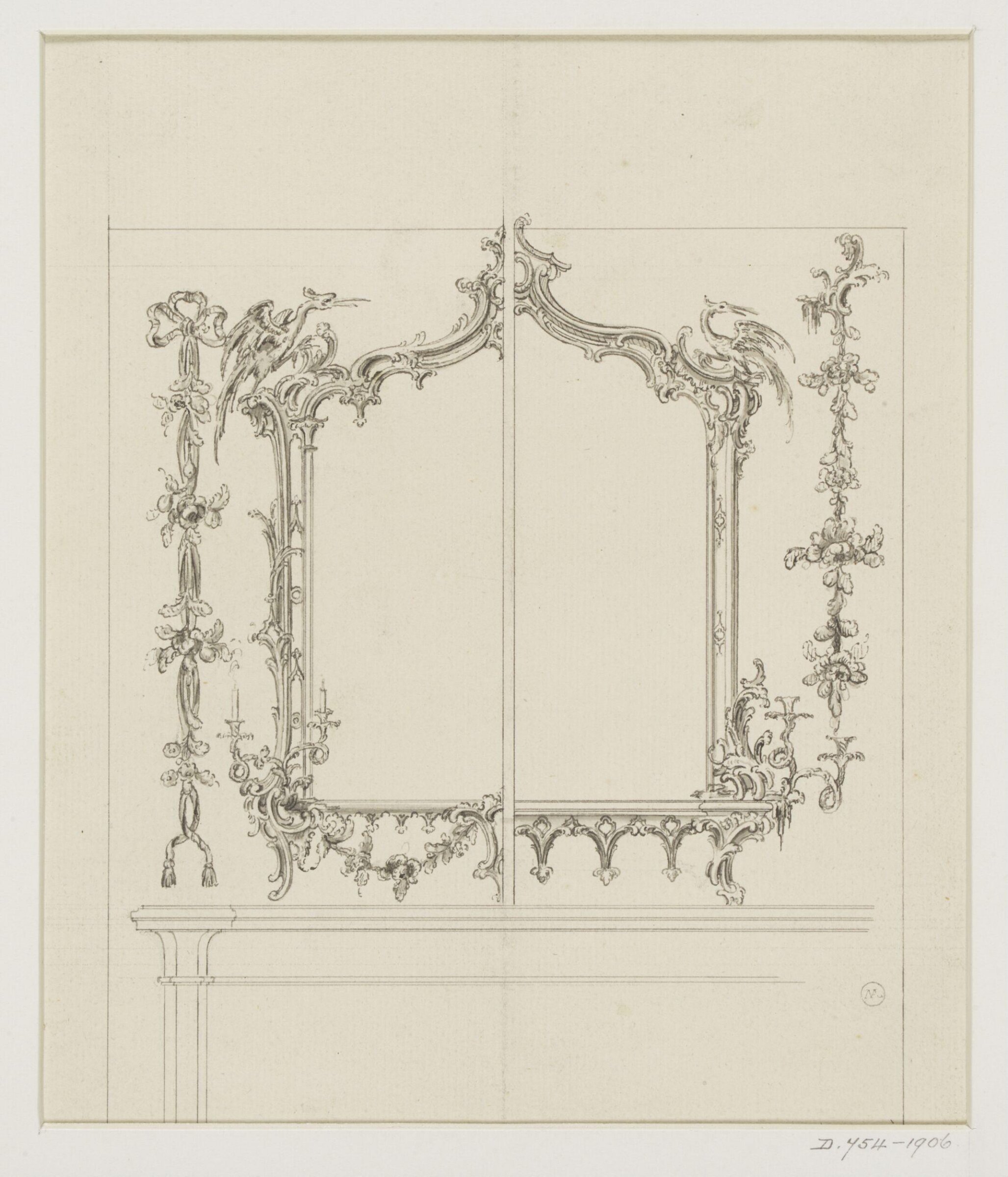 Design for an overmantel in two parts, Thomas Chippendale Senior, mid-18th century