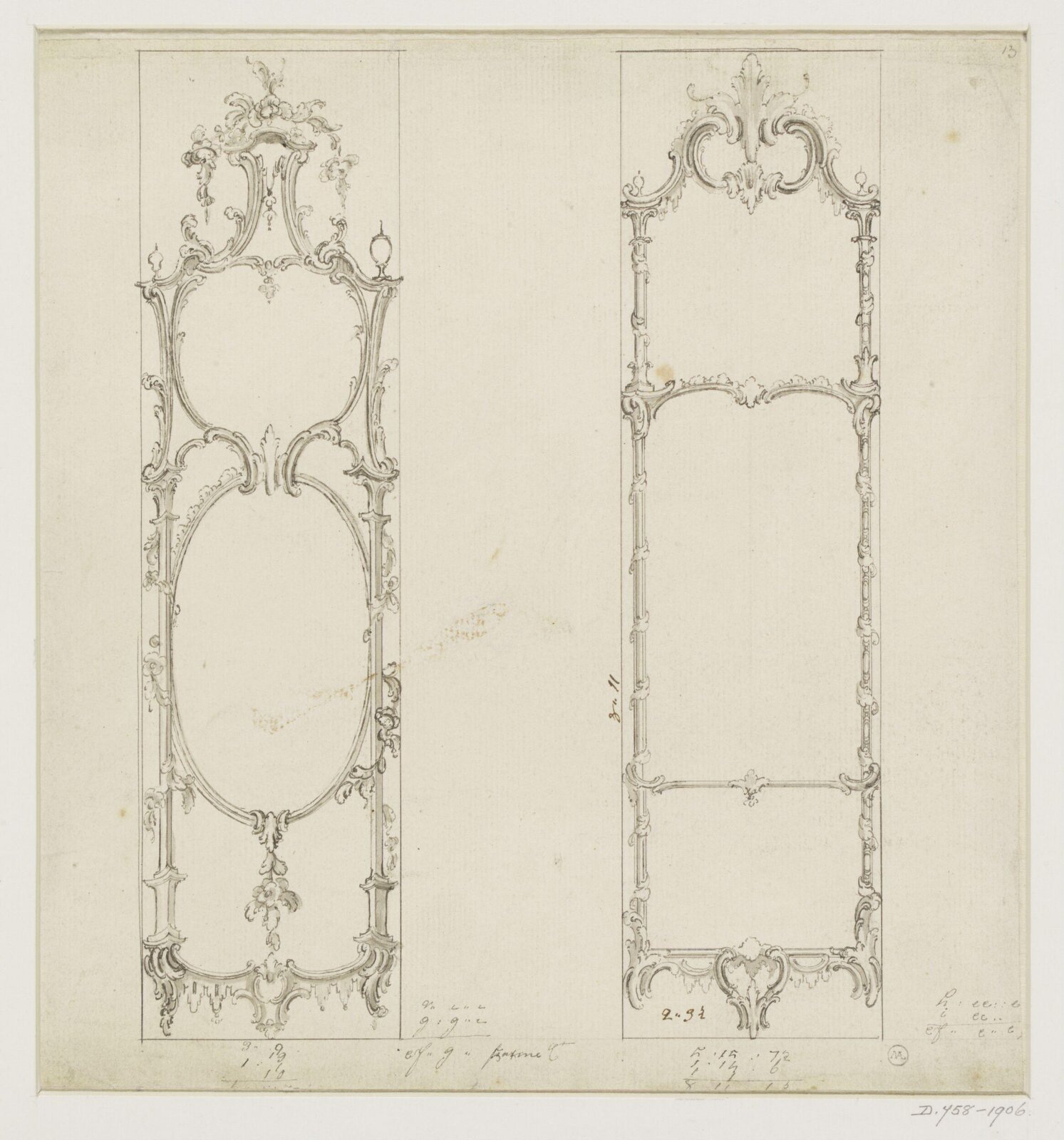 Two designs for pier-glasses, Thomas Chippendale Senior, mid-18th century