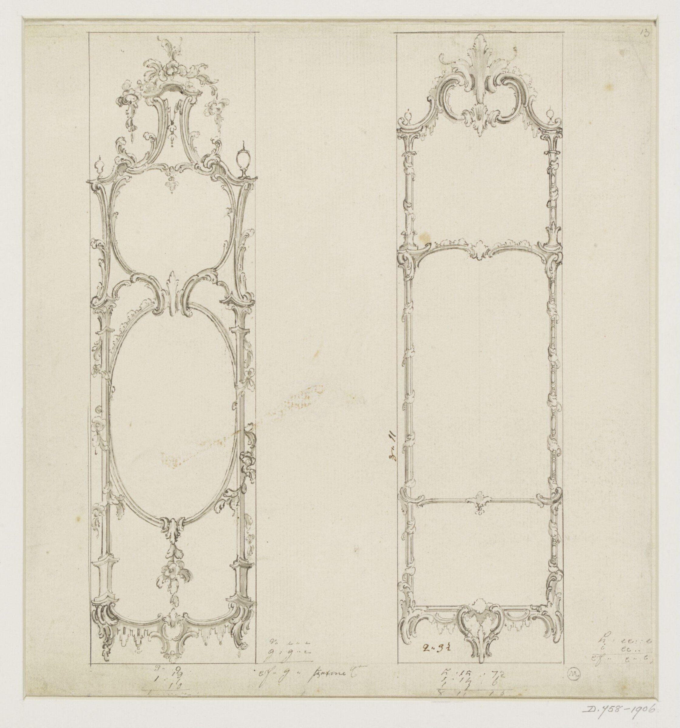 Two designs for pier-glasses, Thomas Chippendale Senior, mid-18th century