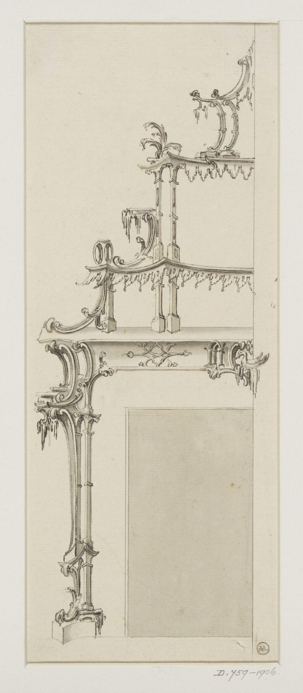 Design for a chinoiserie-inspired chimney piece, Thomas Chippendale Senior, ca.1760