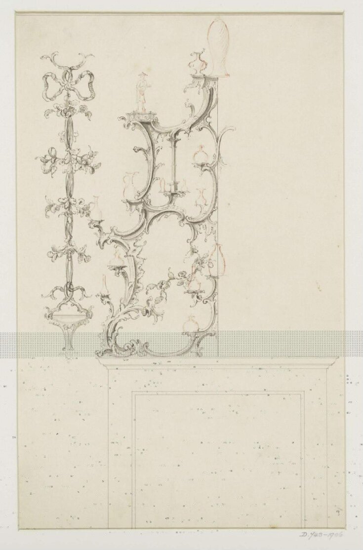 Design for part of an overmantel and a wall bracket top image