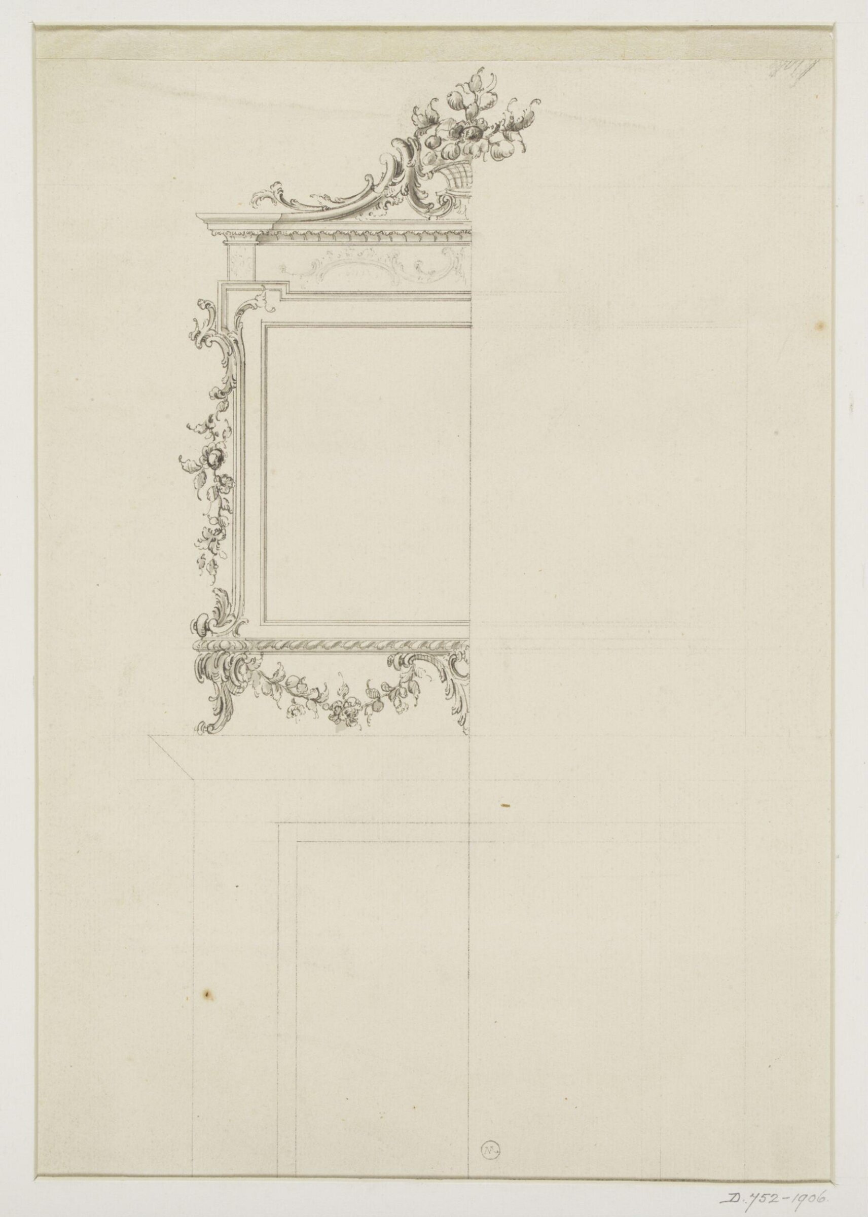 Design for an overmantle with a basket of flowers, Thomas Chippendale Senior