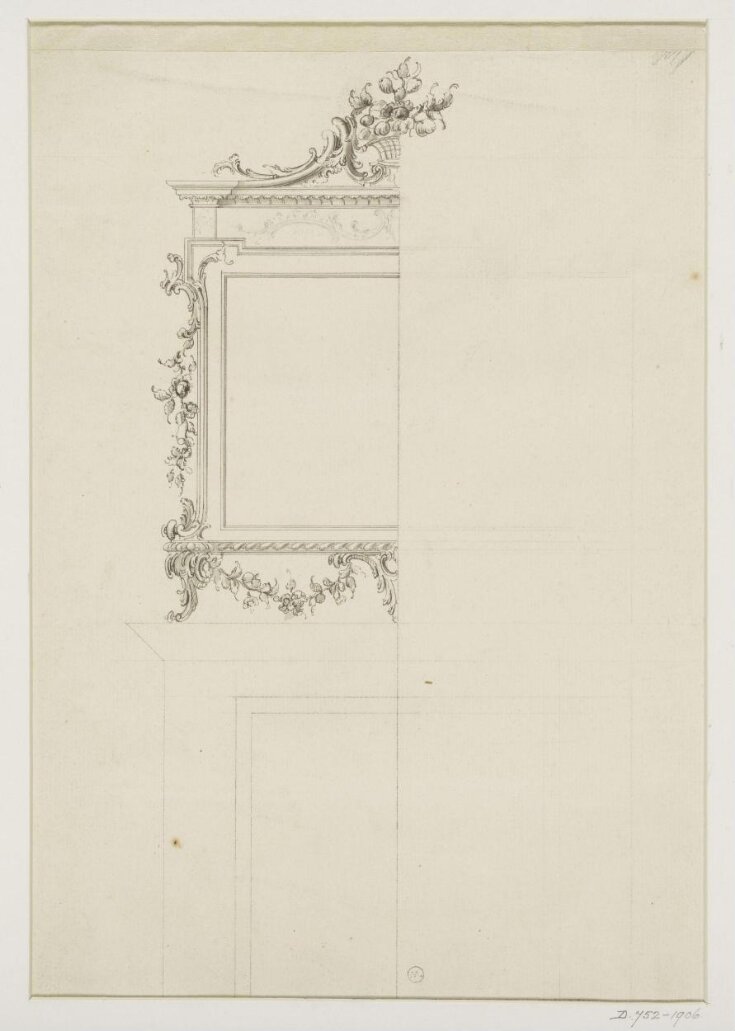 Design for an overmantle with a basket of flowers top image