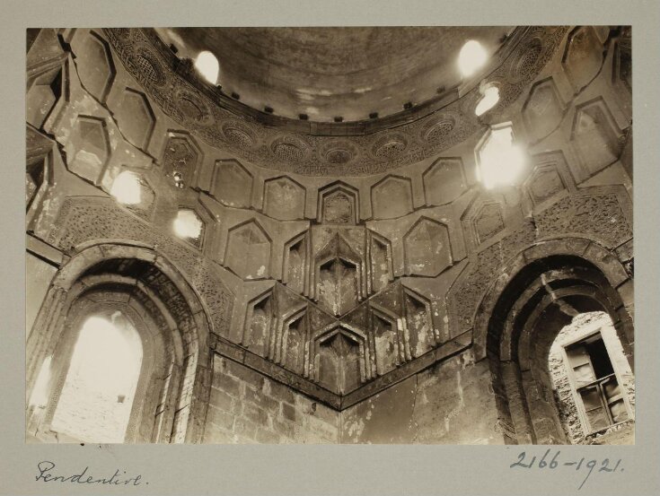 Pendentive of dome of the mausoleum of Mamluk Sultan al-Ashraf Khalil under restoration, Cairo top image
