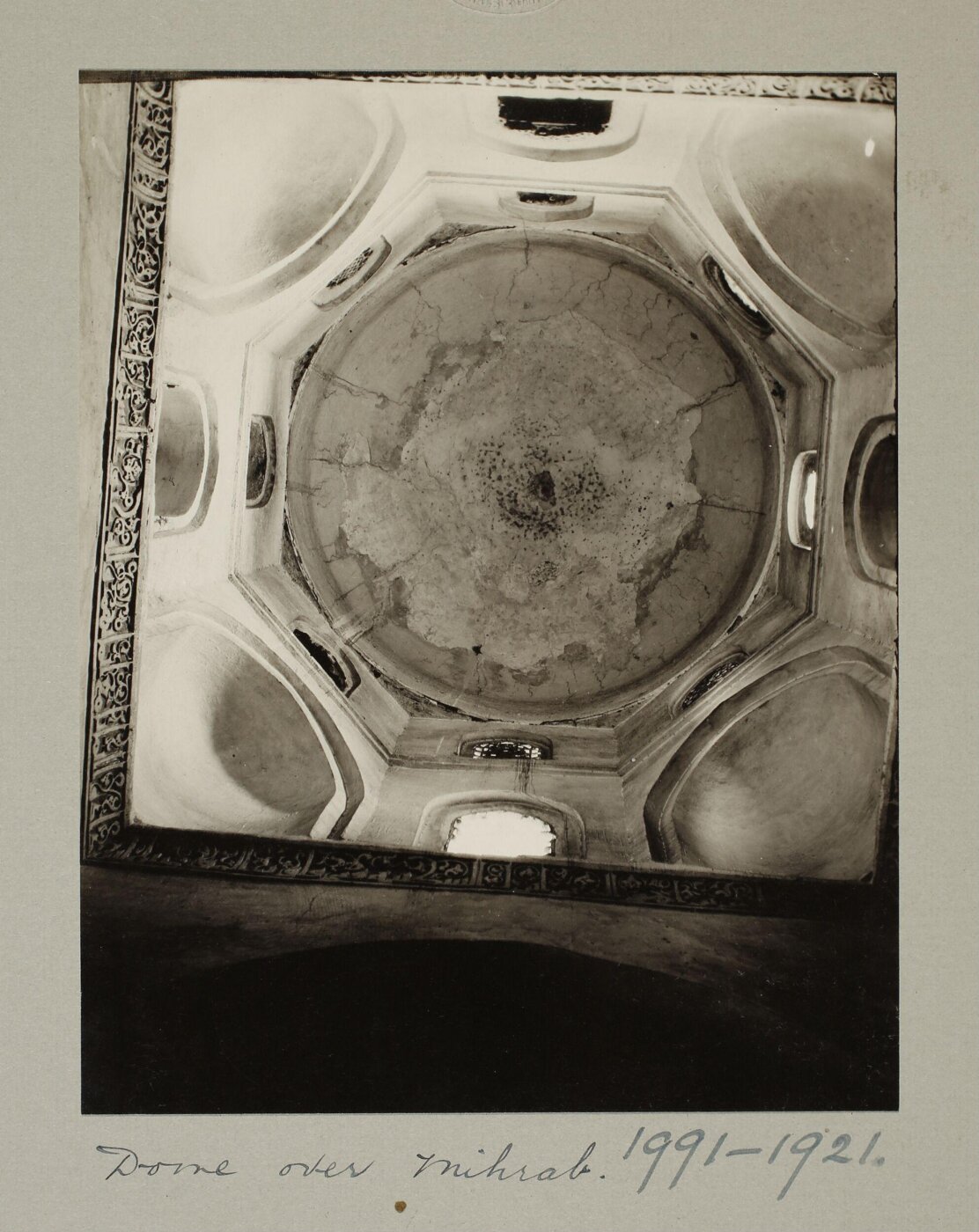K.A.C. Creswell, Interior of dome over mihrab at the mosque of al-Hakim, Cairo
