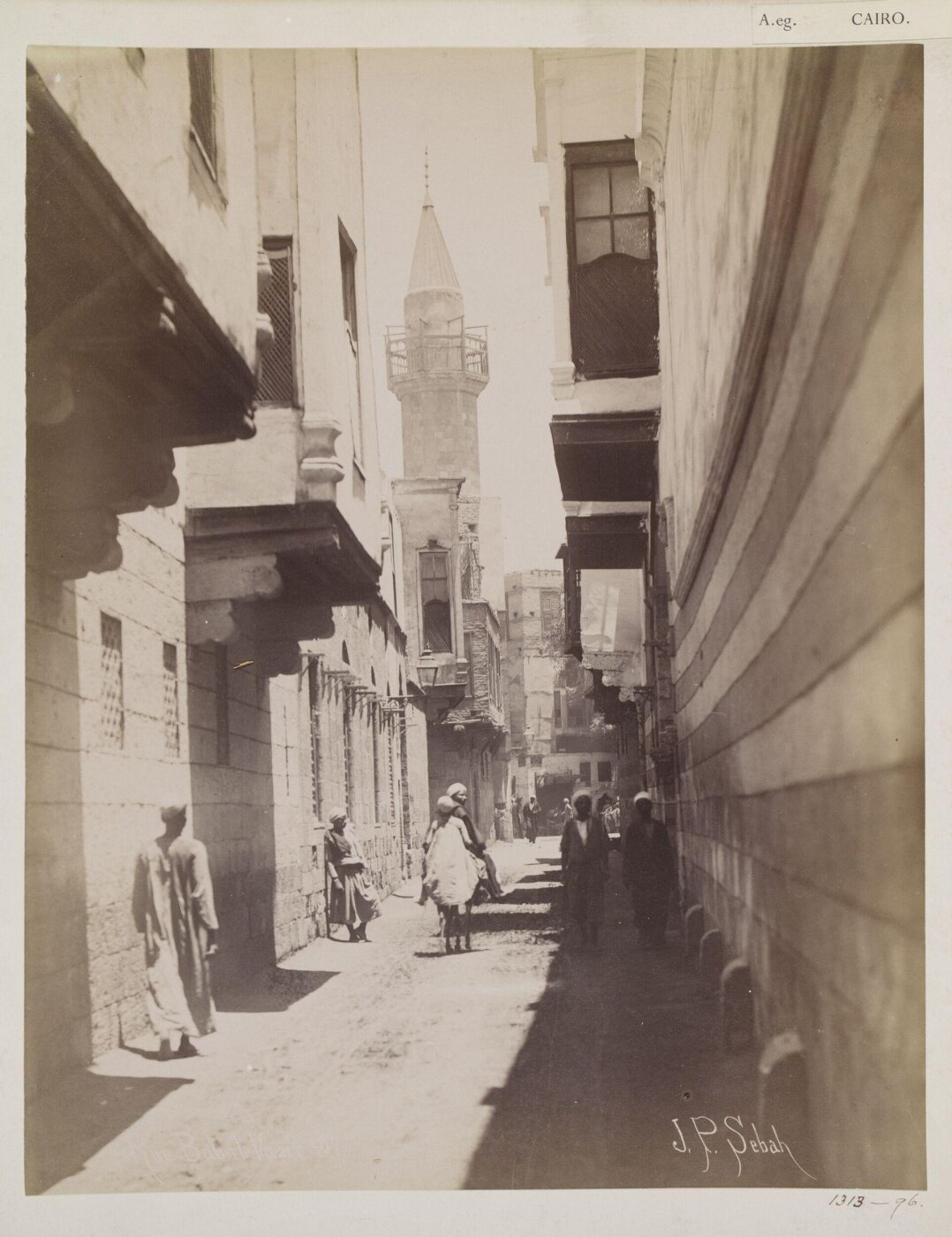 Jean Pascal Sebah, Suq al-Silah street and the minaret of Zawiyat ‘Arif Pasha, Cairo